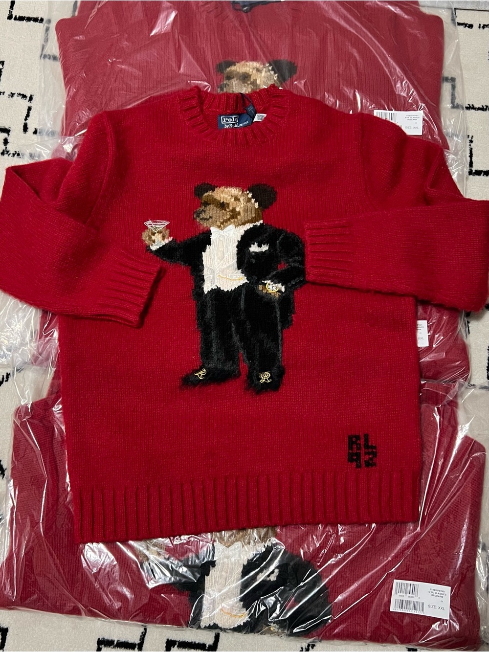 Polo Ralph Lauren Red Martini Bear Wool / Cashmere Sweater
